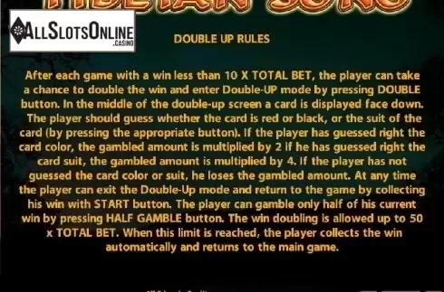 Paytable 4. Tibetan Song from Casino Technology