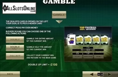 Paytable 4. Top Trumps World Football Legends from Playtech