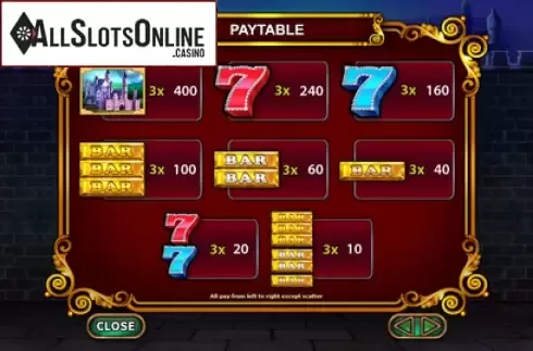 Paytable. Tower Treasure from Sigma Gaming
