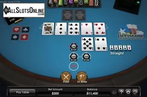 Game Workflow screen. Ultimate Texas Hold 'em (SG) from SG