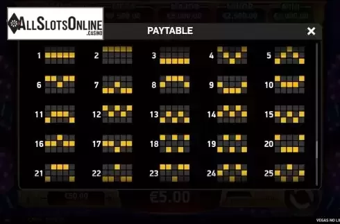 Paylines screen