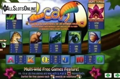 paytable. 2Can from Aristocrat