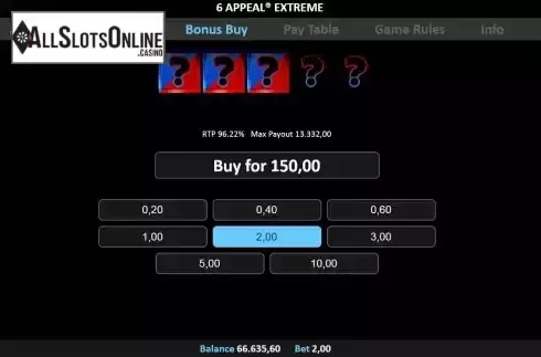 Buy bonus screen