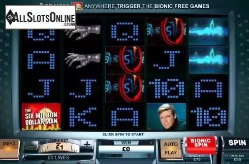 Game Workflow screen. 6 million Dollar Man from Playtech