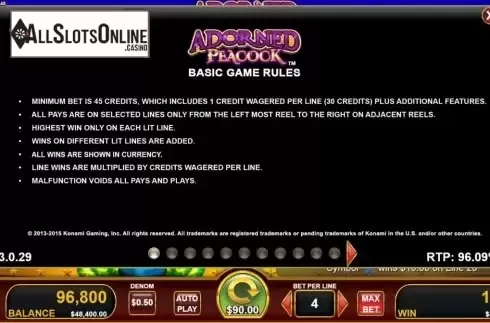 Game Rules 1. Adorned Peacock from Konami