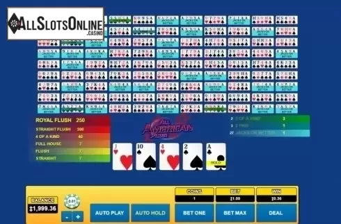 Game Screen. All American Poker (Habanero) from Habanero