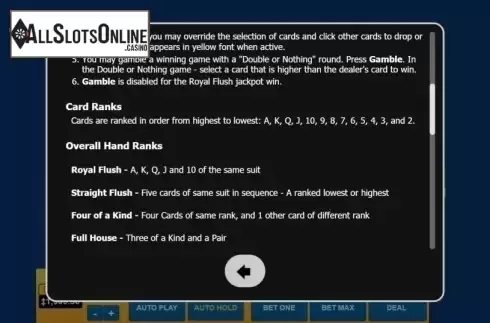 Game Rules. All American Poker (Habanero) from Habanero