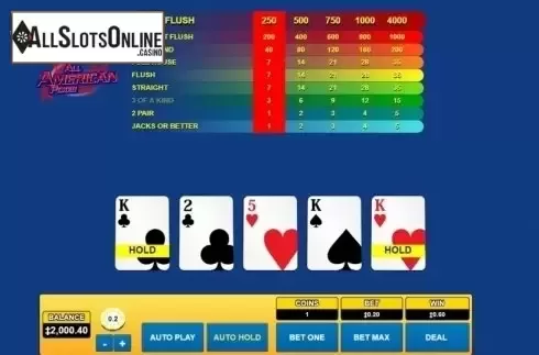 Game Screen. All American Poker (Habanero) from Habanero