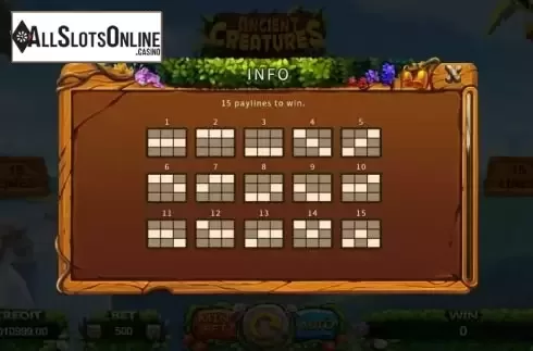 Paylines screen