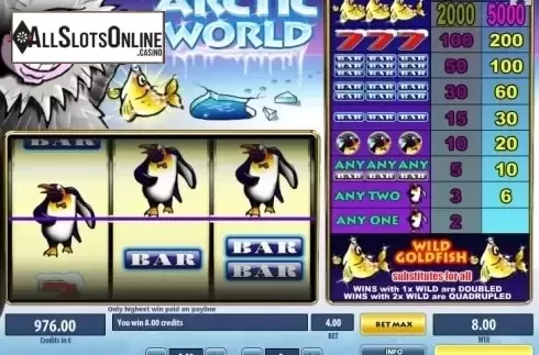 Win screen. Arctic World from Tom Horn Gaming