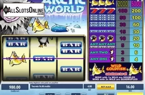 Wild Win screen. Arctic World from Tom Horn Gaming