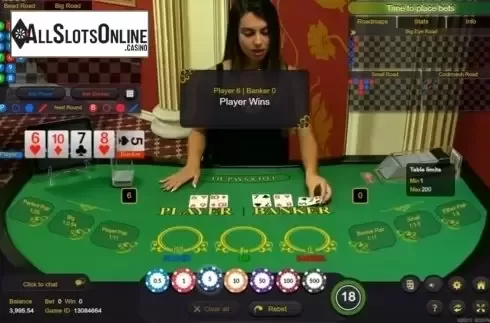 Game Screen. Baccarat Live Casino (Ezugi) from Ezugi