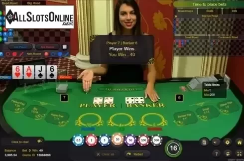 Game Screen. Baccarat Live Casino (Ezugi) from Ezugi