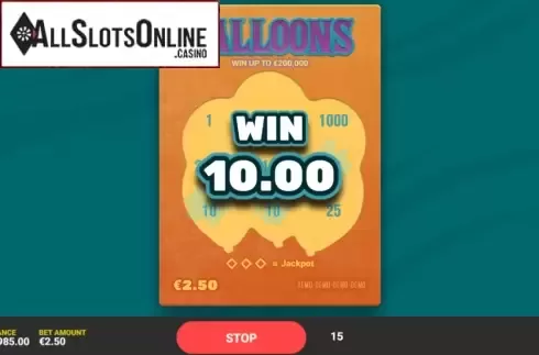 Win screen 2. Balloons from Hacksaw Gaming