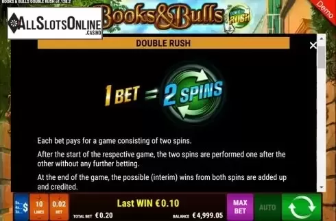 Double Rush feature screen
