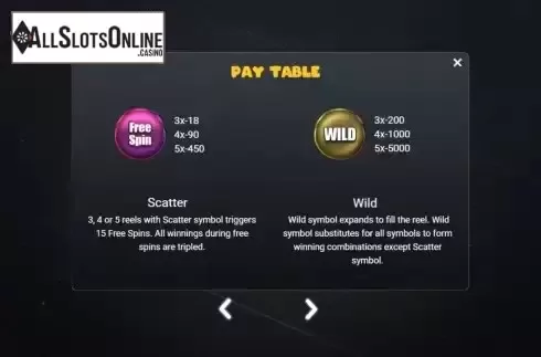 Pay Table screen