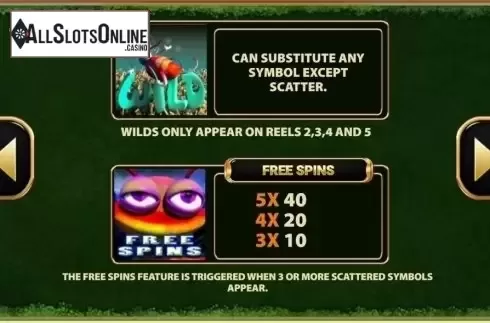 Paytable. Bug N' Out from MultiSlot