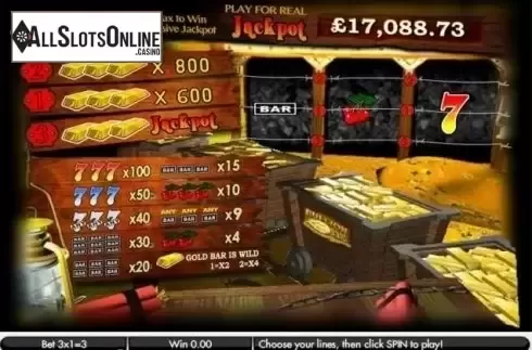 Game Workflow screen. Bullion Bonanza from Gamesys