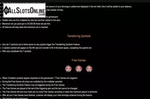 Game Features screen