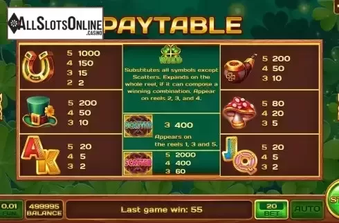 Pay Table screen