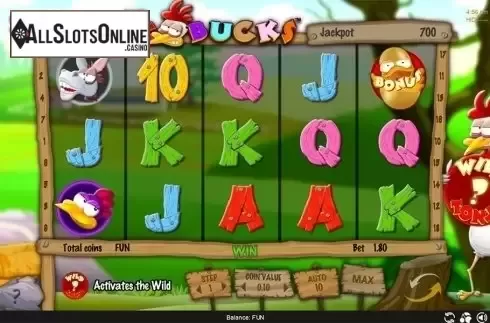 Reels screen. Cluck Bucks from Espresso Games