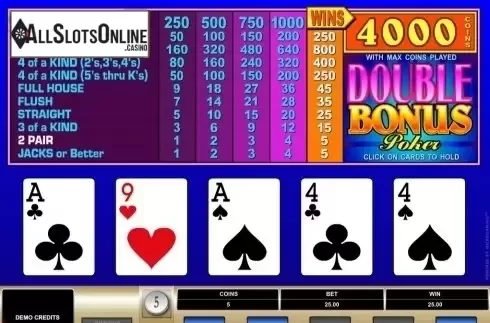Game Screen. Double Bonus Poker (Microgaming) from Microgaming