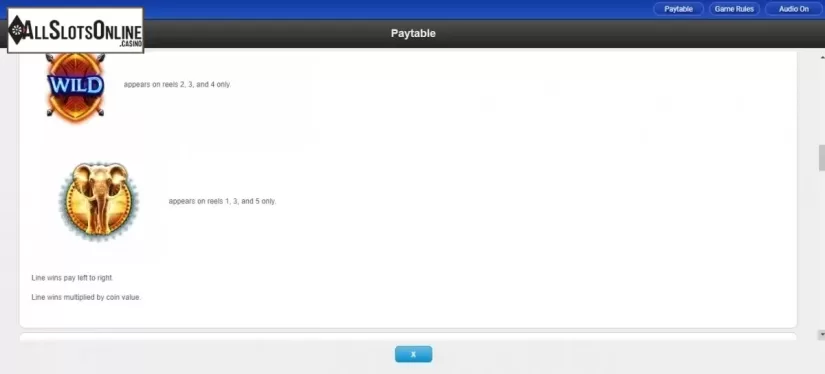Paytable 4. Elephant King from IGT