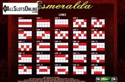 Paytable 3. Esmeralda (Playtech) from Playtech