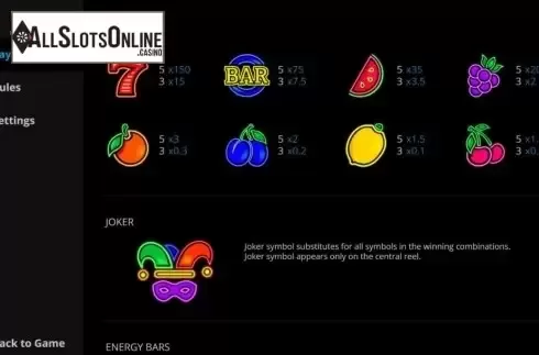 Paytable. Exploding Fruits from Evoplay Entertainment