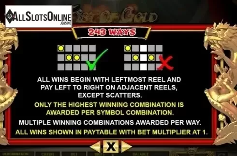 Paytable 5. Fist of Gold from Spadegaming