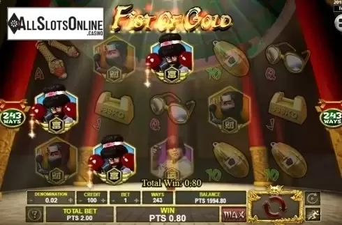 Win screen. Fist of Gold from Spadegaming