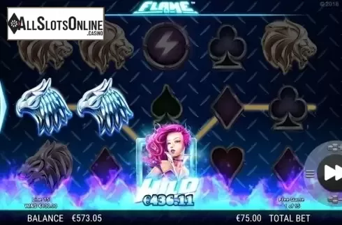 Wild Win Free Spins Reel screen. Flame from NextGen