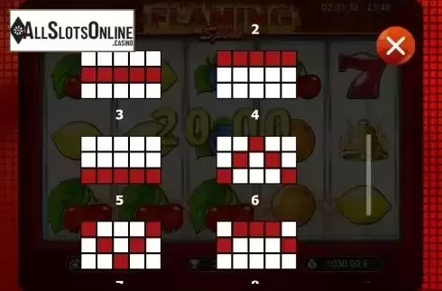 Paylines screen
