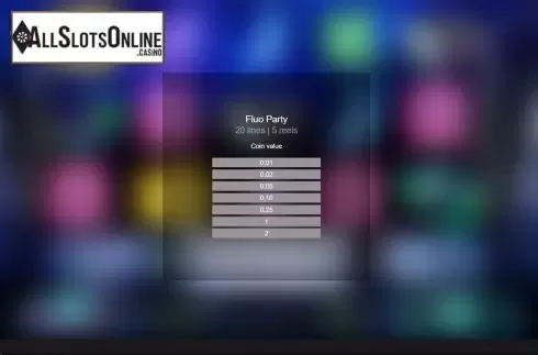 Bet choosing screen. Fluo Party from Espresso Games