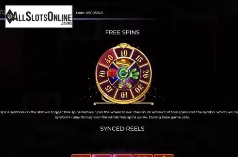 Free Spins screen