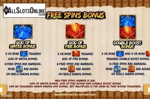 Paytable 2. Gods War from PlayStar