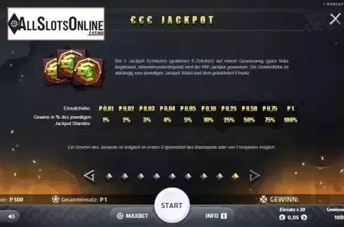 Jackpot screen