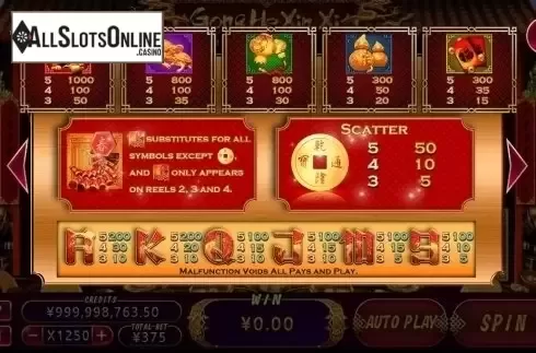 Paytable. Gong He Xin Xi from CQ9Gaming