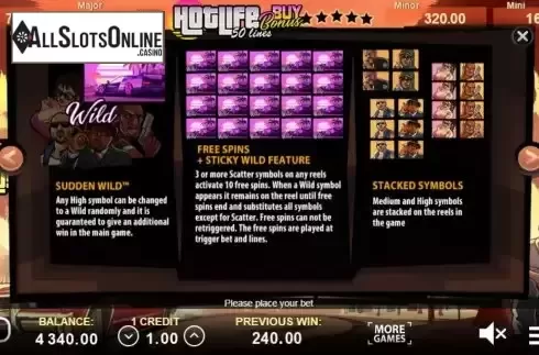 Features screen