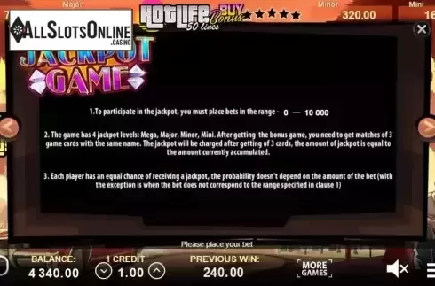 Jackpot screen