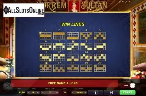 Paylines screen. Hurrem Sultan from Five Men Games