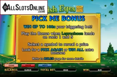 Paytable 2. Irish Eyes from NextGen