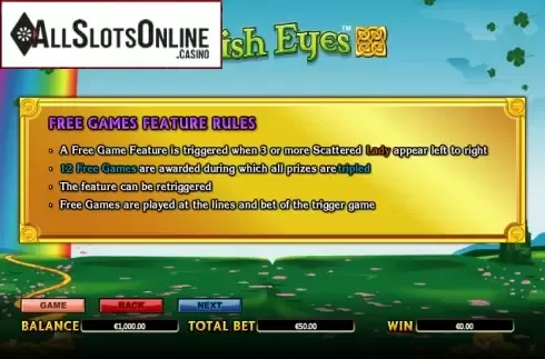 Paytable 4. Irish Eyes from NextGen