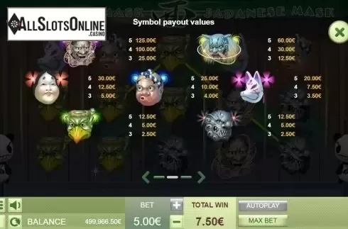 Paylines. Japanese Mask from Gamatron