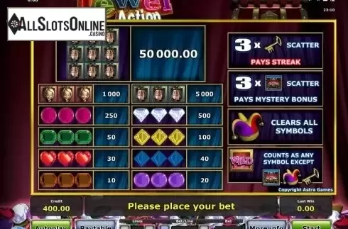 Paytable 1. Jewel Action from Greentube