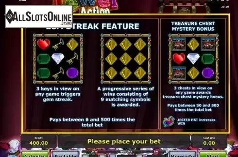 Paytable 2. Jewel Action from Greentube