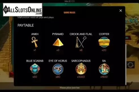 Pay Table screen