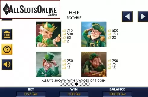 Paytable 2. Leprechaun Tales from Genesis
