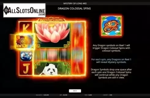 Paytable 2. Mystery of LongWei from iSoftBet