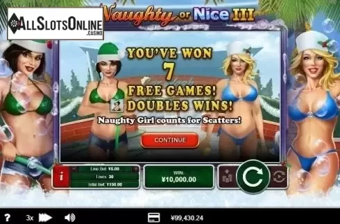 Free Spins Awarded. Naughty or Nice 3 from RTG